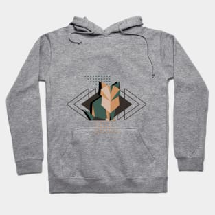 Vintage Geometric Cat, abstract shapes symmetrical design Hoodie